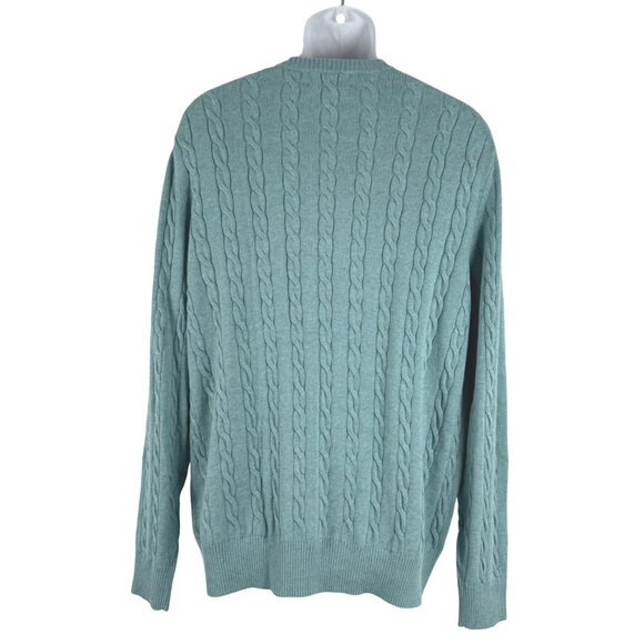 Brooks Brothers Supima Cotton Sweater Mens XL Cable Knit Blue Crewneck FS-1398 - Picture 5 of 7